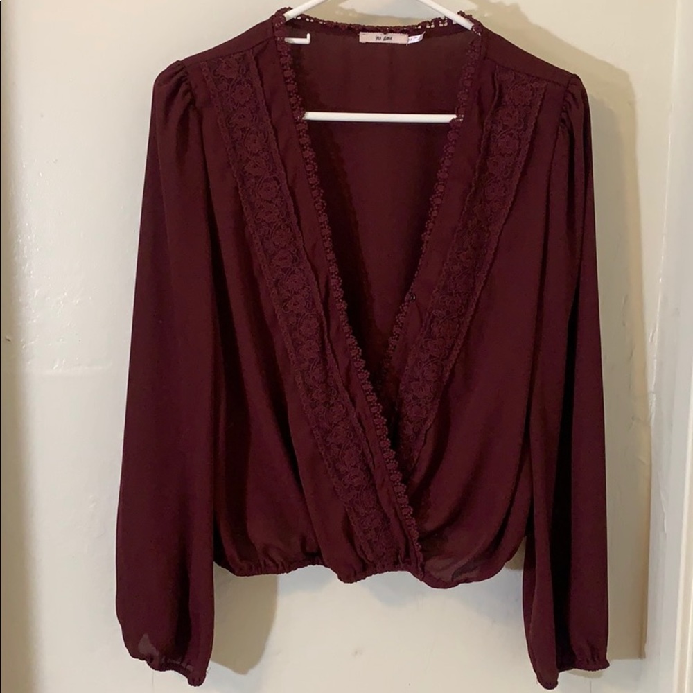 Maroon long sleeve blouse